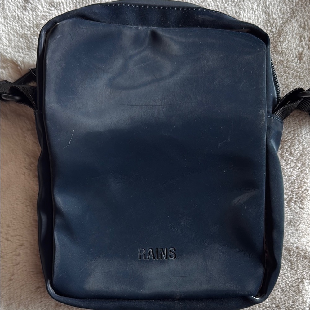 Rains Black Messenger Bag Minimalist Design